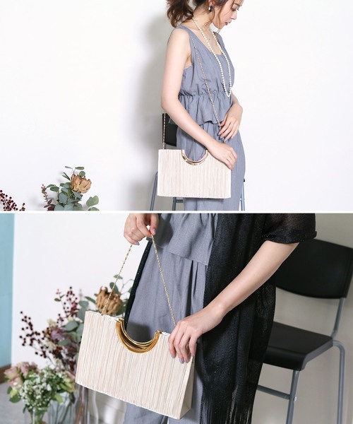 reca（レカ）の「《結婚式やパーティーに》3WAYプリーツクラッチバック（クラッチバッグ・レディース・ブラック/ベージュ・FREE）」の9枚目の写真