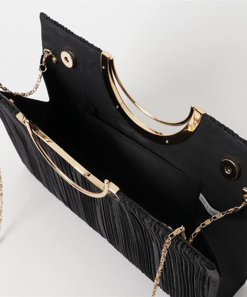 reca（レカ）の「《結婚式やパーティーに》3WAYプリーツクラッチバック（クラッチバッグ・レディース・ブラック/ベージュ・FREE）」の3枚目の写真