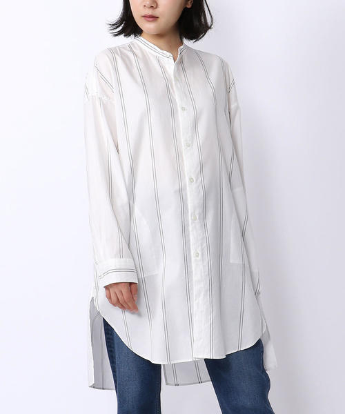 【極美品】GALERIE VIEギャルリーヴィー コットンバンドカラーシャツ白 GALERIE VIEギャルリーヴィー コットン バンドカラーシャツ ロング白