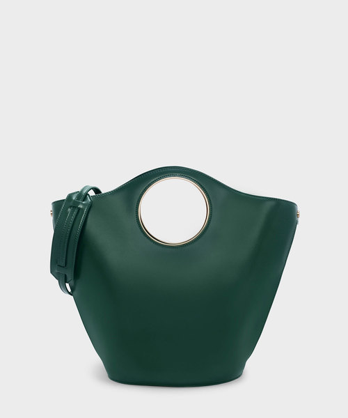 CHARLES & KEITH(チャールズ & キース)の「サーキュラーカットアウトハンドルトートバッグ / CIRCULAR CUT OUT HANDLE TOTE BAG(トートバッグ・レディース・ブラウン系その他/グリーン・XL)」の2枚目の写真
