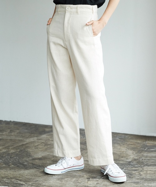 AMERICAN HOLIC（アメリカンホリック）の「・綿麻タックセミワイドパンツ（その他パンツ・レディース・モカ/ブルー/ベージュ・M/S）」の3枚目の写真