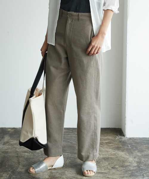 AMERICAN HOLIC（アメリカンホリック）の「・綿麻タックセミワイドパンツ（その他パンツ・レディース・モカ/ブルー/ベージュ・M/S）」の2枚目の写真