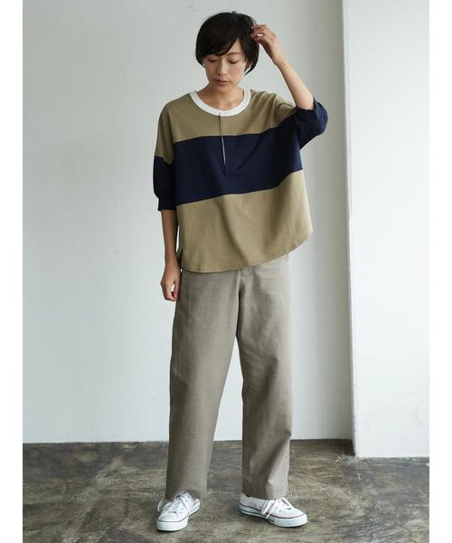 AMERICAN HOLIC（アメリカンホリック）の「・綿麻タックセミワイドパンツ（その他パンツ・レディース・モカ/ブルー/ベージュ・M/S）」の14枚目の写真