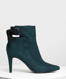 レースアップボウアンクルブーツ / LACE UP BOW ANKLE BOOTS