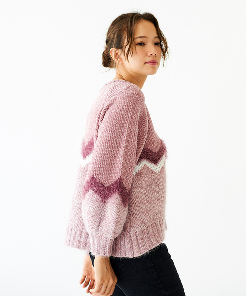 flower（フラワー）の「グリッターシャドウニット（ニット/セーター・レディース・ピンク/ブルー/グリーン/アイボリー・FREE）」の6枚目の写真