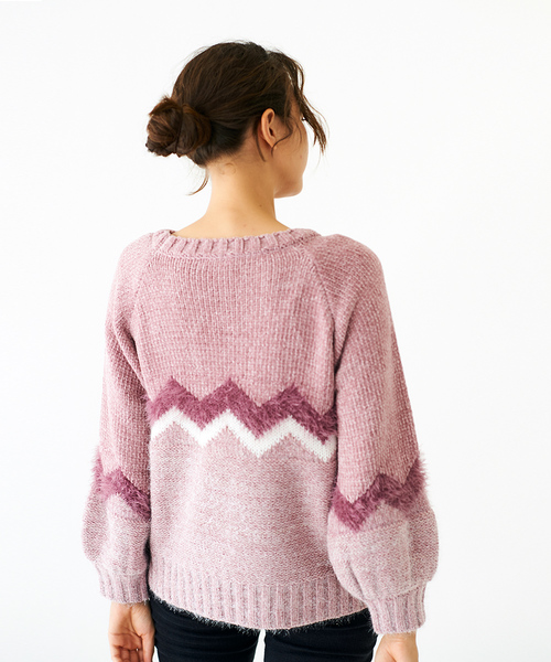 flower（フラワー）の「グリッターシャドウニット（ニット/セーター・レディース・ピンク/ブルー/グリーン/アイボリー・FREE）」の7枚目の写真