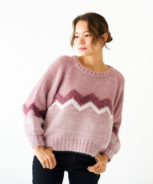 flower（フラワー）の「グリッターシャドウニット（ニット/セーター・レディース・ピンク/ブルー/グリーン/アイボリー・FREE）」の5枚目の写真