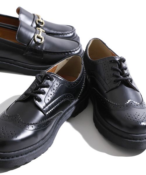 WEGO(ウィゴー)の「WEGO/ウィングチップシューズ(ドレスシューズ・メンズ・ブラック・SMALL/MEDIUM/LARGE)」の1枚目の写真