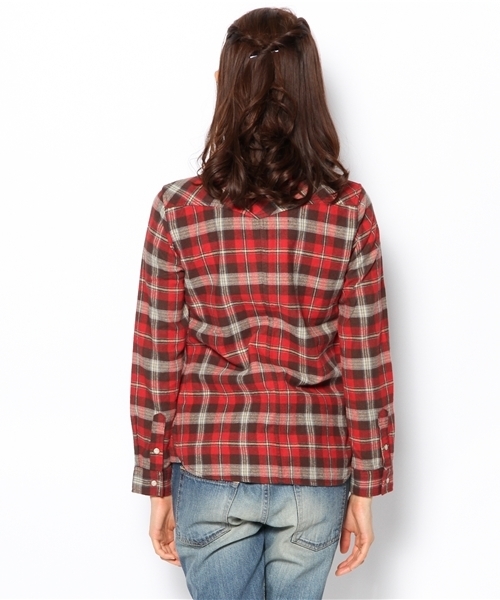 Ray BEAMS（レイビームス）の「□Ray BEAMS / ネルチェック ウエスタンシャツ（シャツ/ブラウス・レディース・レッド/オレンジ/ライトブルー・ONE SIZE）」の6枚目の写真