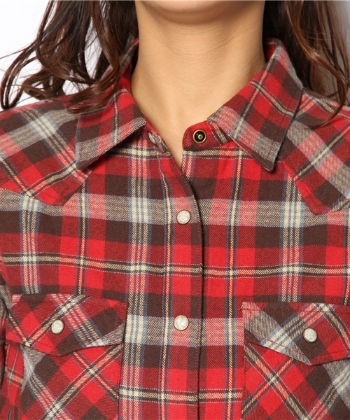 Ray BEAMS（レイビームス）の「□Ray BEAMS / ネルチェック ウエスタンシャツ（シャツ/ブラウス・レディース・レッド/オレンジ/ライトブルー・ONE SIZE）」の8枚目の写真