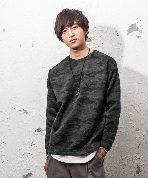 MinoriTY(マイノリティ)の「ニットフリースオーバーサイズトレーナー(スウェット・メンズ・ブラック/ネイビー/グレー/カモフラージュ/チェック・M/L)」の4枚目の写真