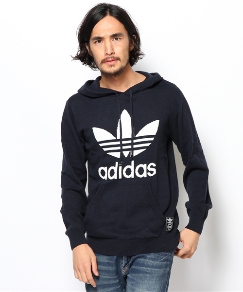 adidas Originals（アディダスオリジナルス）の「アディダス オリジナルス ニット トレフォイル フーディ パーカ adidas Originals KNIT TREFOIL（パーカー・メンズ・グレー/バーガンディー/グリーン/ネイビー・LARGE/X-LARGE/MEDIUM）」の3枚目の写真