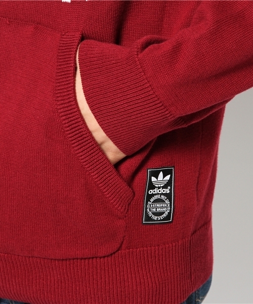 adidas Originals（アディダスオリジナルス）の「アディダス オリジナルス ニット トレフォイル フーディ パーカ adidas Originals KNIT TREFOIL（パーカー・メンズ・グレー/バーガンディー/グリーン/ネイビー・LARGE/X-LARGE/MEDIUM）」の9枚目の写真