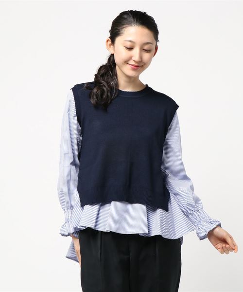 KOBE LETTUCE(コウベレタス)の「サイドスリット入りニットベスト&キャンディスリーブフレアシャツ(シャツ/ブラウス・レディース・ブラック/ネイビー/グレー・FREE)」の16枚目の写真