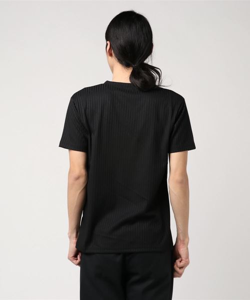 おしゃれスタ(オシャレスタ)の「テレコストライプVネック半袖カットソー(SS)(Tシャツ/カットソー・メンズ・ホワイト/ネイビー/ブラック・M/L)」の4枚目の写真