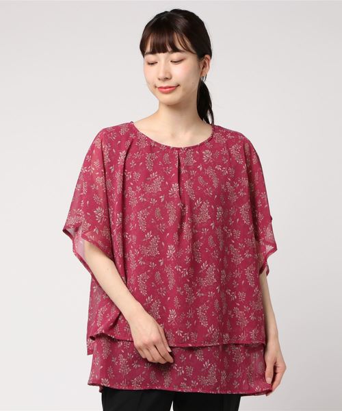 EVLOVE(イヴロヴ)の「シフォンボタニカルプリントバックシャンブラウス(シャツ/ブラウス・レディース・ライトベージュ/ネイビー/ローズ/ブラック・15号/17号/13号)」の9枚目の写真