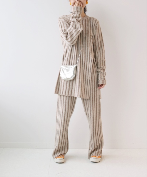 SLOBE citron.(スローブシトロン)の「SLOBE citron. バイカラーリブニットパンツ◆(その他パンツ・レディース・ベージュ/ブラウン・FREE)」の14枚目の写真