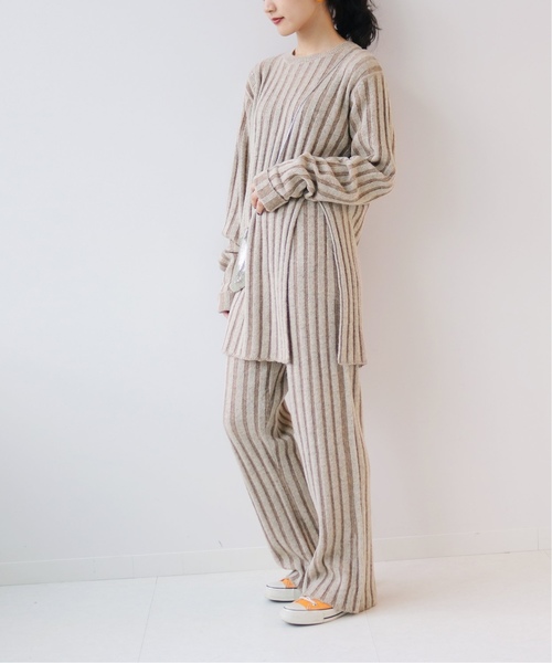 SLOBE citron.(スローブシトロン)の「SLOBE citron. バイカラーリブニットパンツ◆(その他パンツ・レディース・ベージュ/ブラウン・FREE)」の15枚目の写真