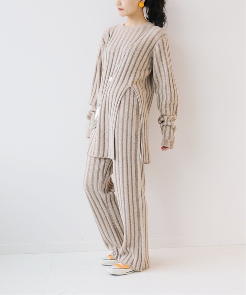 SLOBE citron.(スローブシトロン)の「SLOBE citron. バイカラーリブニットパンツ◆(その他パンツ・レディース・ベージュ/ブラウン・FREE)」の17枚目の写真