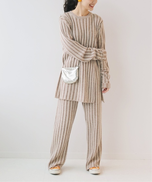 SLOBE citron.(スローブシトロン)の「SLOBE citron. バイカラーリブニットパンツ◆(その他パンツ・レディース・ベージュ/ブラウン・FREE)」の4枚目の写真