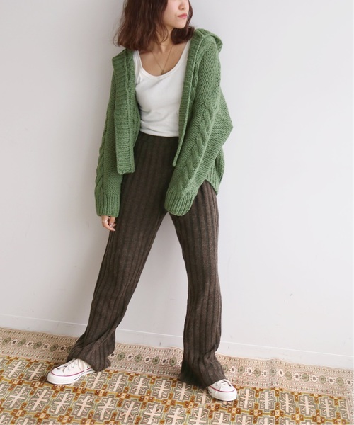 SLOBE citron.(スローブシトロン)の「SLOBE citron. バイカラーリブニットパンツ◆(その他パンツ・レディース・ベージュ/ブラウン・FREE)」の19枚目の写真