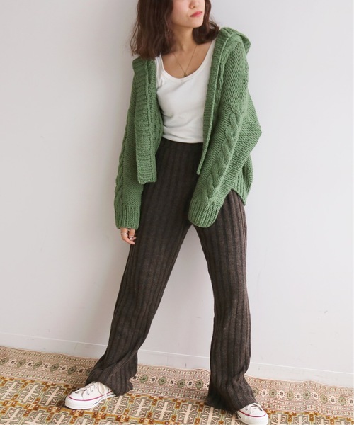 SLOBE citron.(スローブシトロン)の「SLOBE citron. バイカラーリブニットパンツ◆(その他パンツ・レディース・ベージュ/ブラウン・FREE)」の20枚目の写真