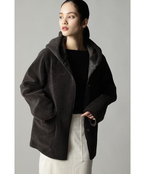 luxluft(ルクスルフト)の「リバーシブルボアショートダッフル(ダッフルコート)」|ブラック