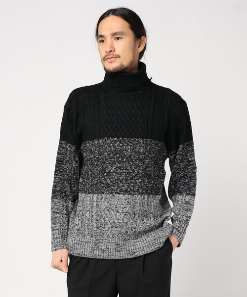 Bling Leads（ブリングリーズ）の「ケーブル編み ／ オフタートルネック フィッシャーマンズ ルーズサイズ セーター（オーバーサイズ）（ニット/セーター・メンズ・ホワイト/ブラック/ベージュ/グレー/ワインレッド/ホワイト系その他/ブラック系その他/ライトパープル・M/L/XL）」の5枚目の写真
