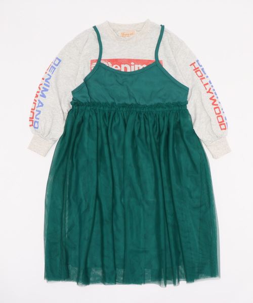 デニムダンガリー レイヤード   ワンピース 140 デニムダンガリー レイヤード ワンピース 140