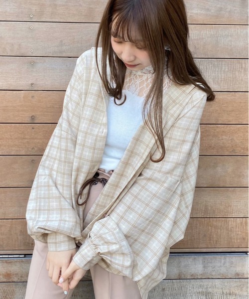 apres jour（アプレジュール）の「アソートチェックBIGシャツ【ZOZOTOWN限定アイテム】（シャツ/ブラウス・レディース・ベージュ/オフホワイト/ライトベージュ・フリー）」の3枚目の写真