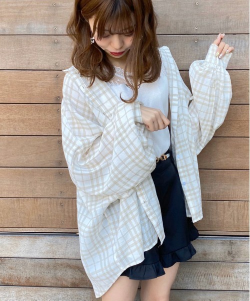 apres jour（アプレジュール）の「アソートチェックBIGシャツ【ZOZOTOWN限定アイテム】（シャツ/ブラウス・レディース・ベージュ/オフホワイト/ライトベージュ・フリー）」の4枚目の写真