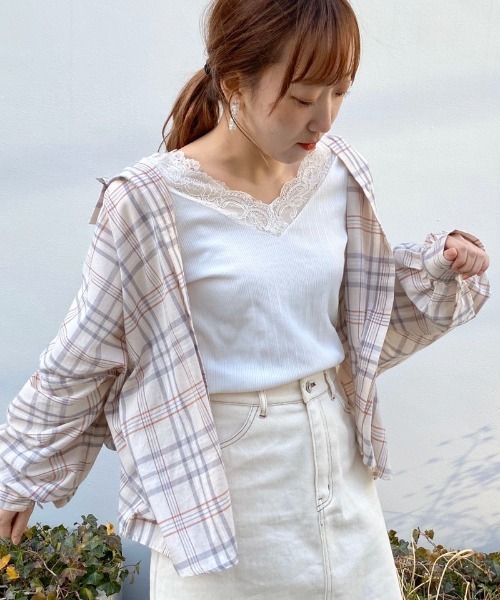 apres jour（アプレジュール）の「アソートチェックBIGシャツ【ZOZOTOWN限定アイテム】（シャツ/ブラウス・レディース・ベージュ/オフホワイト/ライトベージュ・フリー）」の9枚目の写真
