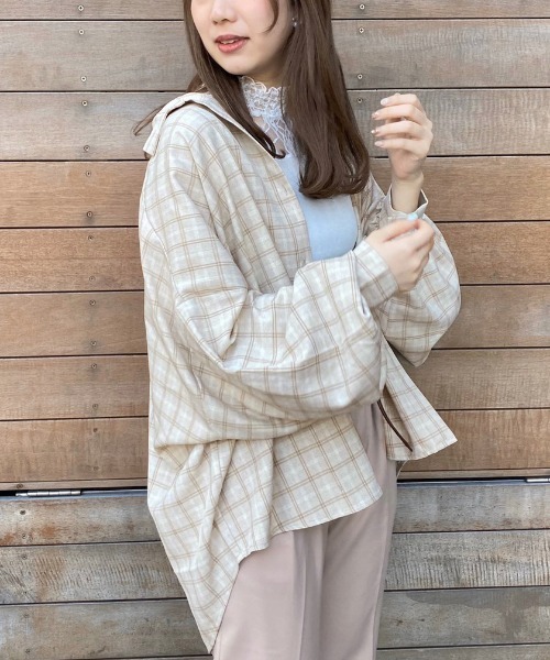 apres jour（アプレジュール）の「アソートチェックBIGシャツ【ZOZOTOWN限定アイテム】（シャツ/ブラウス・レディース・ベージュ/オフホワイト/ライトベージュ・フリー）」の12枚目の写真