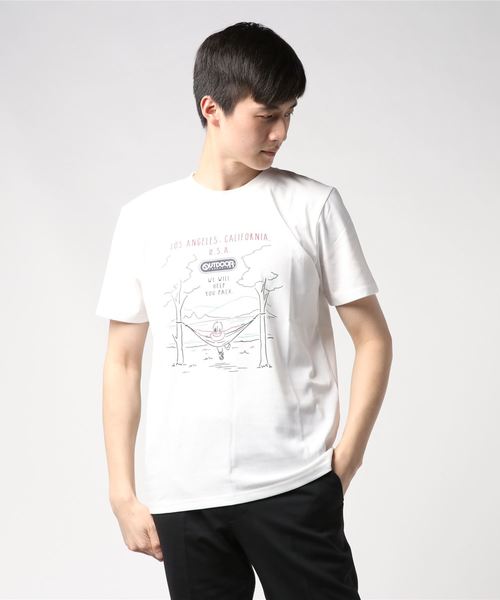 OUTDOOR PRODUCTS APPAREL(アウトドアプロダクツアパレル)の「ドライ機能付き グラフィックプリントT 速乾性(Tシャツ/カットソー・メンズ・ブラウン/アイボリー/ベージュ/ホワイト系その他/エメラルド/ホワイト/ネイビー/ブラック/オレンジ/チャコールグレー・MEDIUM/LARGE/X-LARGE/SMALL)」の2枚目の写真