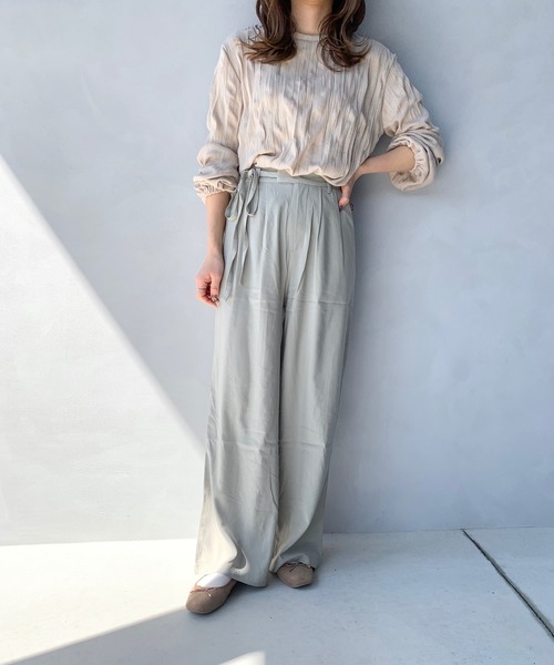 LE MORE（リモア）の「ウエストリボンタックパンツ（その他パンツ・レディース・ベージュ/グレー・FREE）」の4枚目の写真