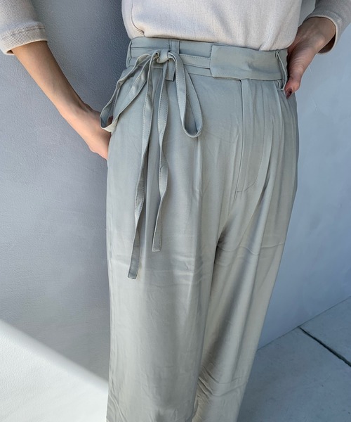 LE MORE（リモア）の「ウエストリボンタックパンツ（その他パンツ・レディース・ベージュ/グレー・FREE）」の5枚目の写真