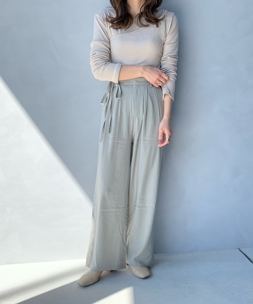 LE MORE（リモア）の「ウエストリボンタックパンツ（その他パンツ・レディース・ベージュ/グレー・FREE）」の6枚目の写真