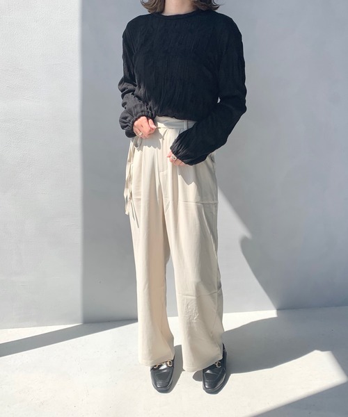 LE MORE（リモア）の「ウエストリボンタックパンツ（その他パンツ・レディース・ベージュ/グレー・FREE）」の9枚目の写真