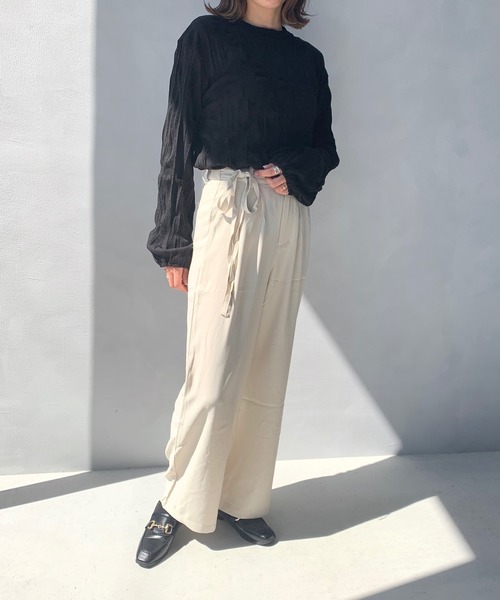 LE MORE（リモア）の「ウエストリボンタックパンツ（その他パンツ・レディース・ベージュ/グレー・FREE）」の10枚目の写真