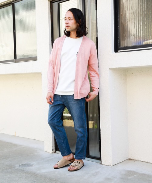 BAYFLOW（ベイフロー）の「リネンラップカーディガン（カーディガン/ボレロ・メンズ・ピンク/ライトグリーン/ネイビー/ベージュ・LARGE/MEDIUM）」の8枚目の写真