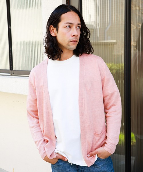 BAYFLOW（ベイフロー）の「リネンラップカーディガン（カーディガン/ボレロ・メンズ・ピンク/ライトグリーン/ネイビー/ベージュ・LARGE/MEDIUM）」の10枚目の写真