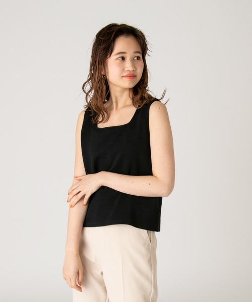 mystic（ミスティック）の「ワッフルスクエアタンクトップ（タンクトップ・レディース・アイボリー/ブラック/モカ/オレンジ・FREE）」の2枚目の写真