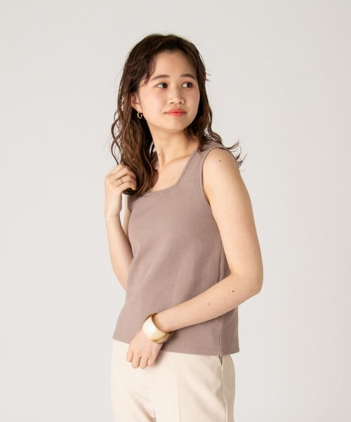 mystic（ミスティック）の「ワッフルスクエアタンクトップ（タンクトップ・レディース・アイボリー/ブラック/モカ/オレンジ・FREE）」の3枚目の写真