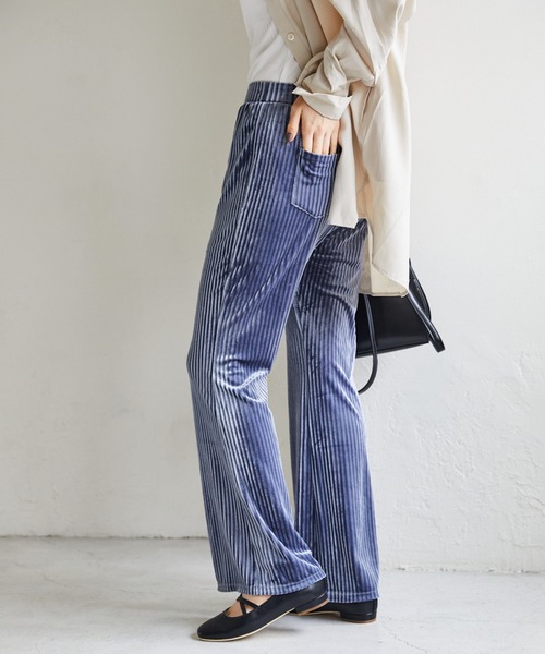 Heather(ヘザー)の「プリーツベロアパンツ 896365(その他パンツ・レディース・アイボリー/ブラック/ブルー・FREE)」の1枚目の写真