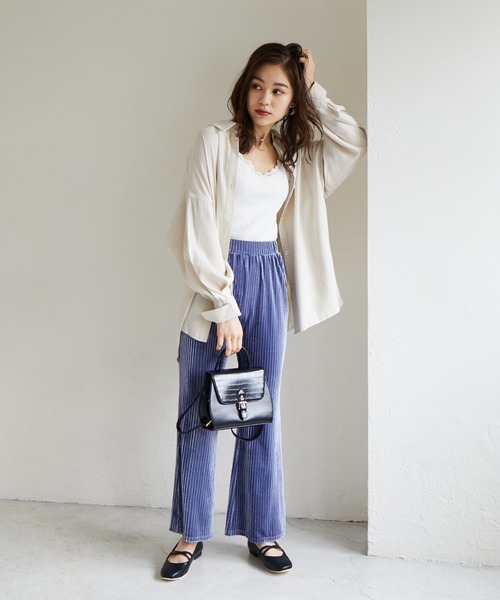 Heather(ヘザー)の「プリーツベロアパンツ 896365(その他パンツ・レディース・アイボリー/ブラック/ブルー・FREE)」の9枚目の写真