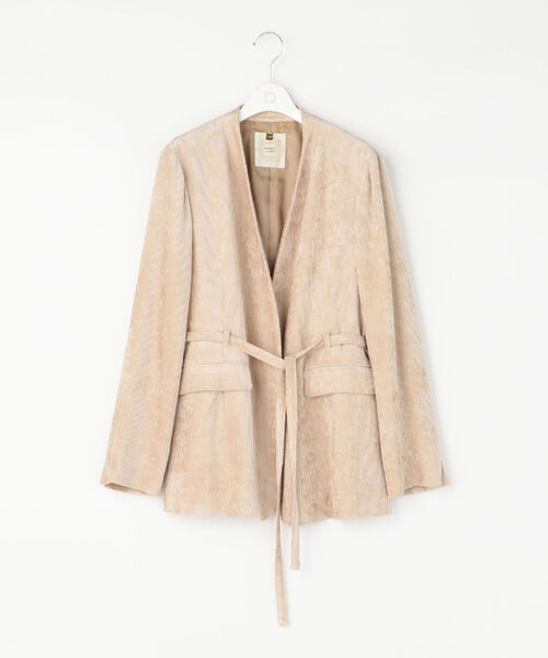 セール】レーヨンコーデュロイジャケット（ノーカラージャケット  