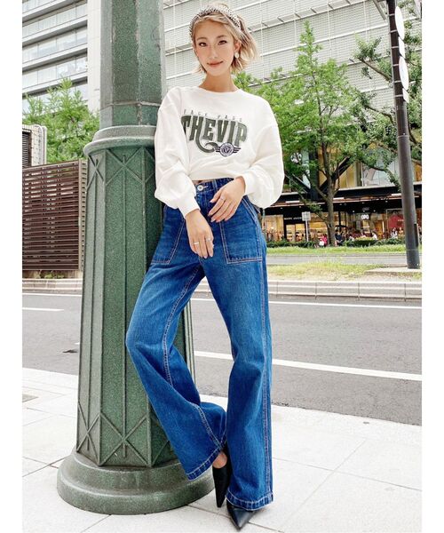 GYDA（ジェイダ）の「THE VIPショートスウェットプルオーバー（スウェット・レディース・グレー/オフホワイト/グリーン・FREE）」の7枚目の写真