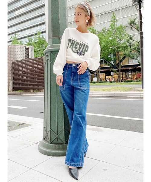 GYDA（ジェイダ）の「THE VIPショートスウェットプルオーバー（スウェット・レディース・グレー/オフホワイト/グリーン・FREE）」の8枚目の写真