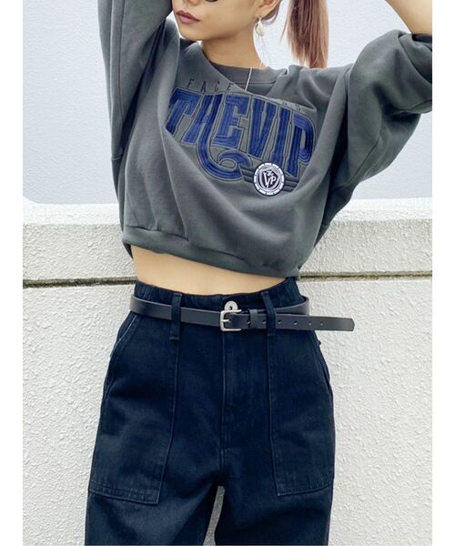 GYDA（ジェイダ）の「THE VIPショートスウェットプルオーバー（スウェット・レディース・グレー/オフホワイト/グリーン・FREE）」の13枚目の写真