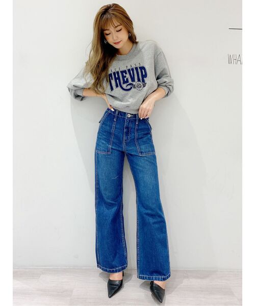 GYDA（ジェイダ）の「THE VIPショートスウェットプルオーバー（スウェット・レディース・グレー/オフホワイト/グリーン・FREE）」の19枚目の写真